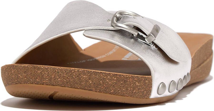 Fitflop Slippers IQUSHION ADJUSTABLE BUCKLE METALLIC-LEATHER SLIDES