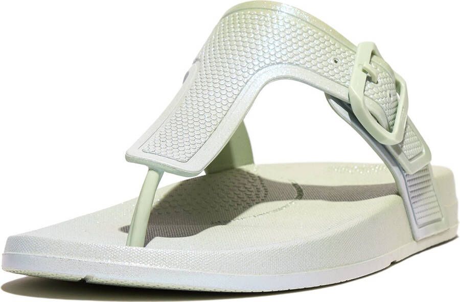 FitFlop Iqushion Iridescent Adjustable Buckle Flip-Flops GROEN