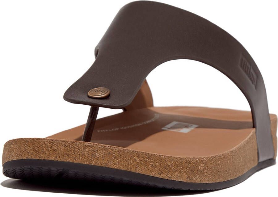 FitFlop Iqushion Leather Toe-post Sandalen Bruin Man