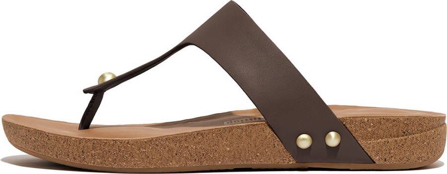 FitFlop Iqushion Leather Toe-Post Sandals BRUIN