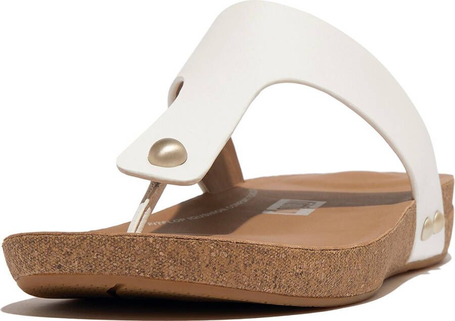 FitFlop Iqushion Leather Toe-post Slippers Wit Vrouw