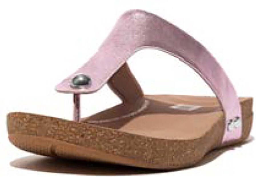 FitFlop Iqushion Metalli Leather Toe-Post Sandals PAARS