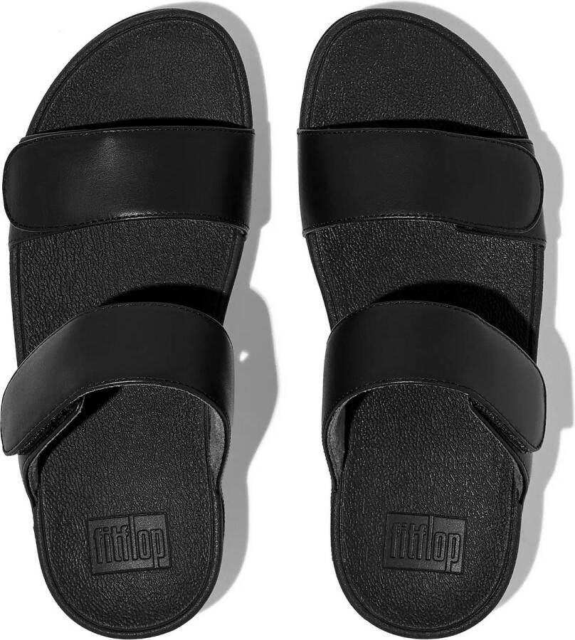 FitFlop Slipper Lulu Adjustable Leather Slides Zwart