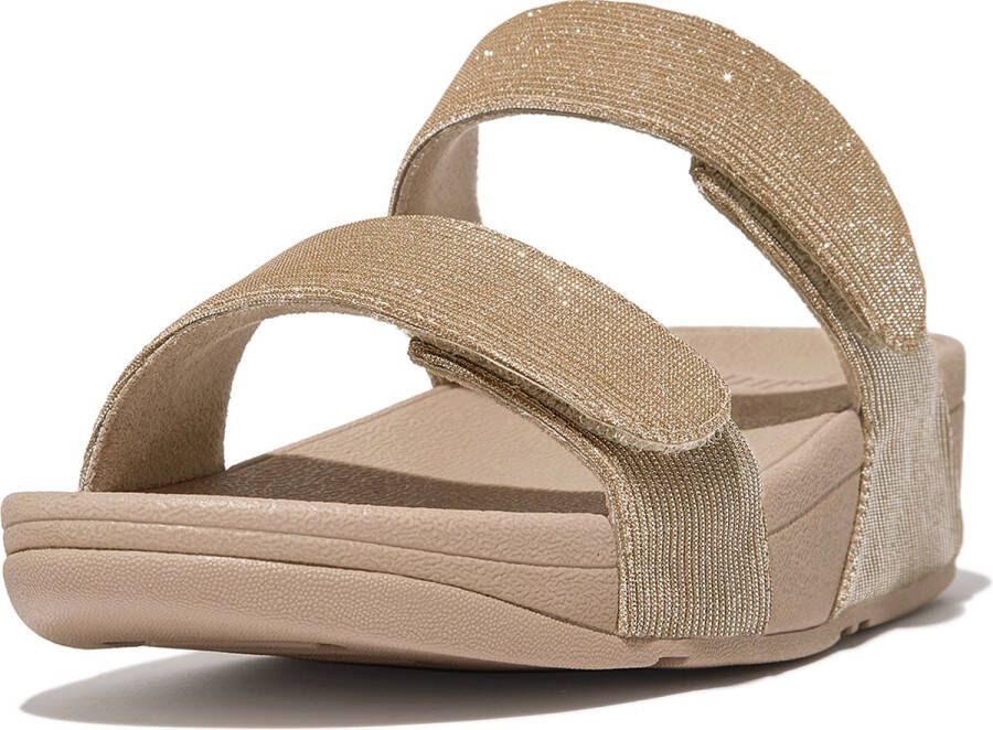 FitFlop Lulu Adjustable Shimmerlux Slides BEIGE