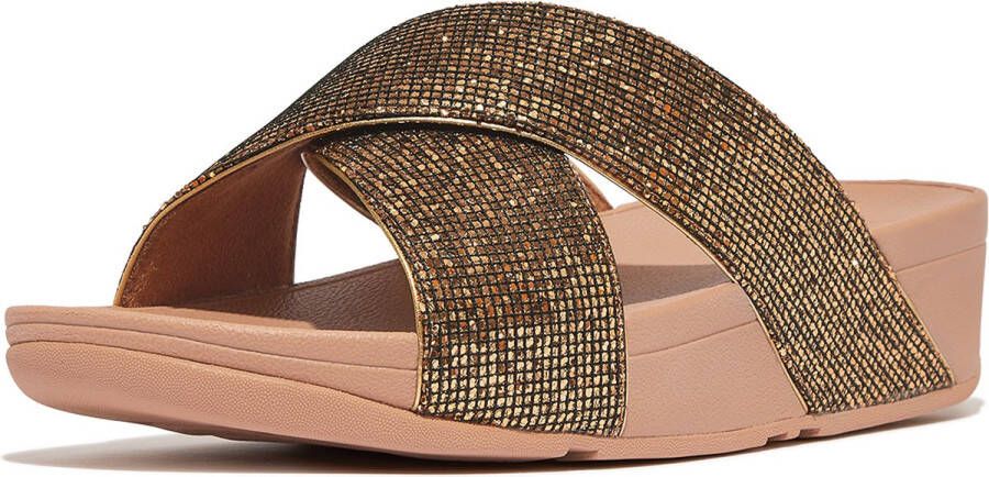 FitFlop Lulu Cross Slide Glitterball GOUD