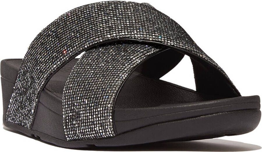 FitFlop Lulu Cross Slide Glitterball ZILVER