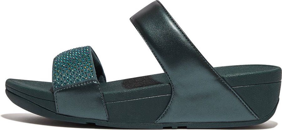 FitFlop Lulu Crystal Embellished Slides Blauw Vrouw