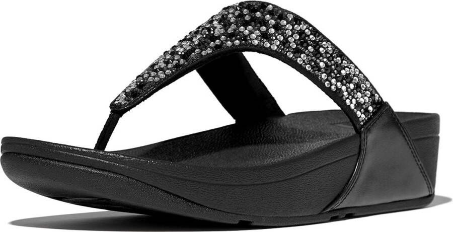 FitFlop Lulu Crystal-Mix Toe-Post Sandals ZWART