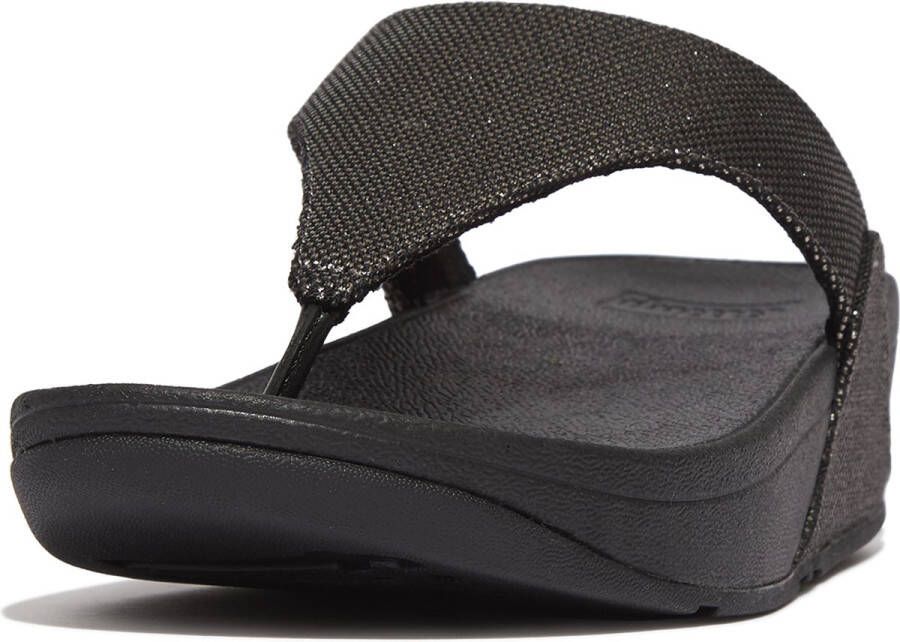 FitFlop Lulu Glitz-Canvas Toe-Post Sandals ZWART