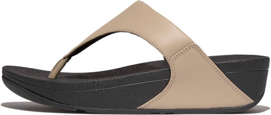 FitFlop Lulu Leather Toepost Slippers BEIGE