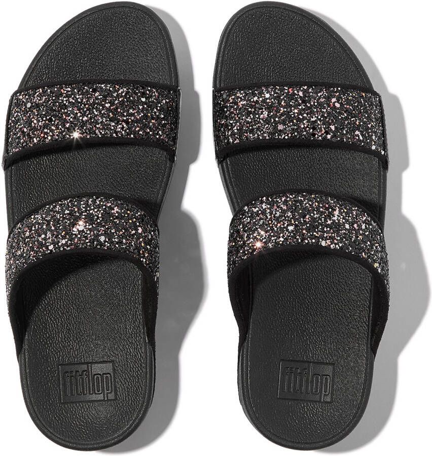 FitFlop Lulu Multi-Tonal Glitter Slides Vrouwen Zwart Multi