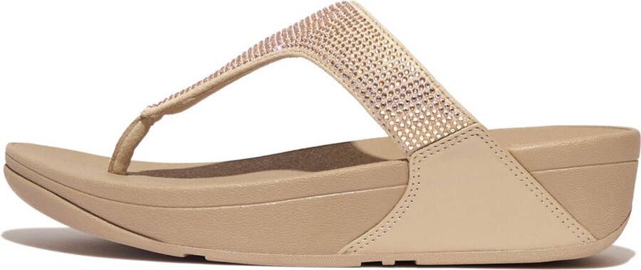 Fitflop Dianets LULU CRYSTAL EMBELLISHED TOE-POST SANDALS HOTFIX wig-hak zomerschoen teen-scheider met zachte teenband