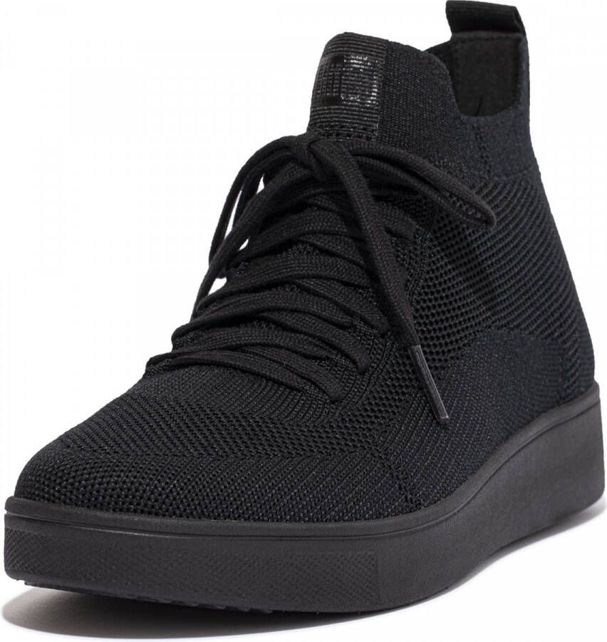 FitFlop ™ Rally High Top Sneaker Water Resistant Knit All Black