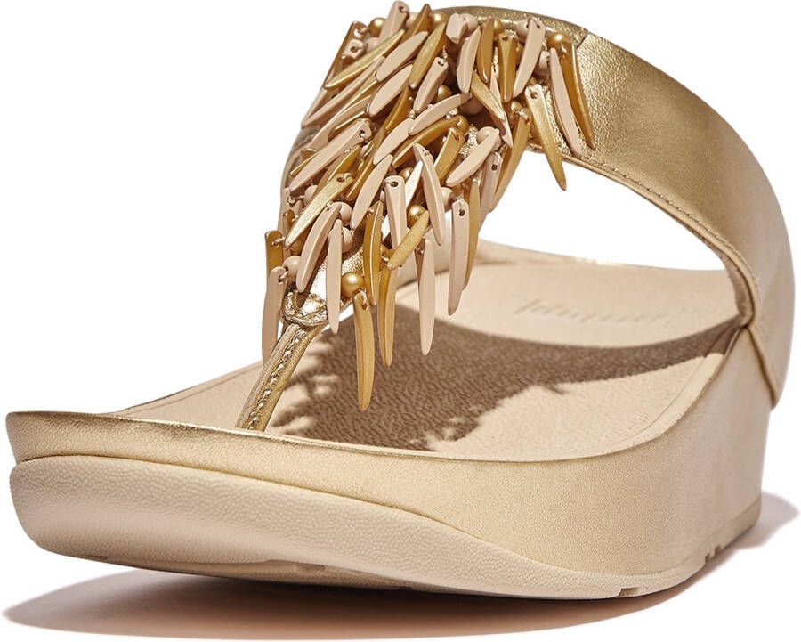 FitFlop Rumba Beaded Metallic Toe-Post Sandals GOUD