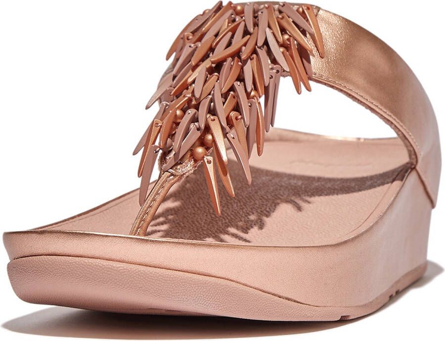 FitFlop Rumba Beaded Metallic Toe-Post Sandals ROZE