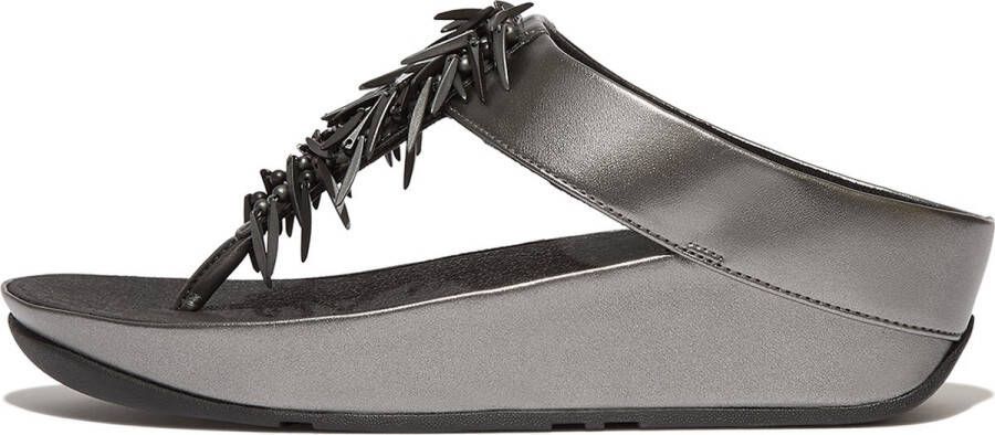 FitFlop Rumba Beaded Metallic Toe-Post Sandals ZWART