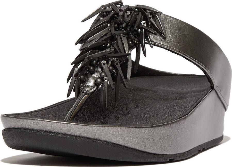 FitFlop Rumba Beaded Metallic Toe-Post Sandals ZWART