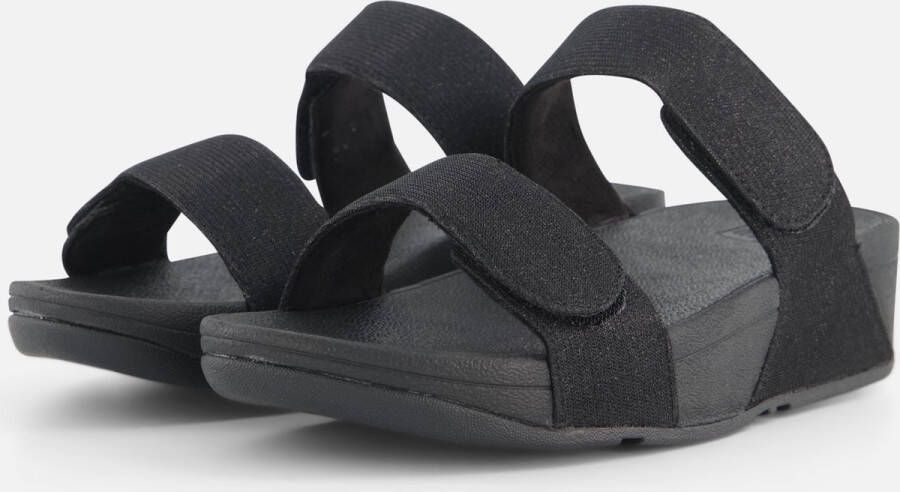 FitFlop Slipper Lulu Adjustable Shimmerlux Slides Zwart