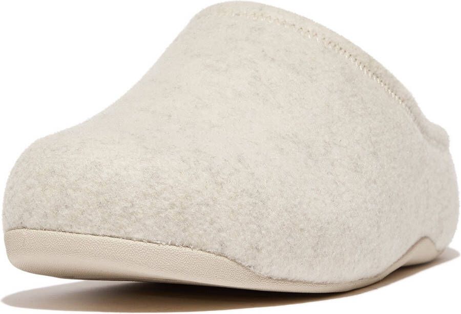 FitFlop Shuv Cushy Vilten Clogs Pantoffels Sloffen WIT