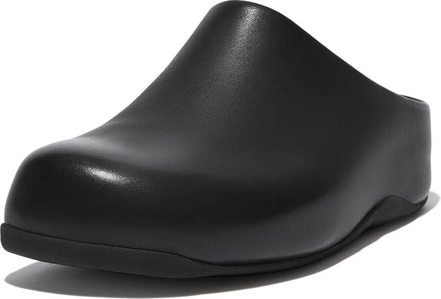 FitFlop Shuv Leren Pantoffels Sloffen ZWART