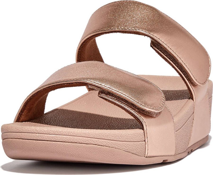 FitFlop Slipper Lulu Adjustable Leather Slides Rose Gold