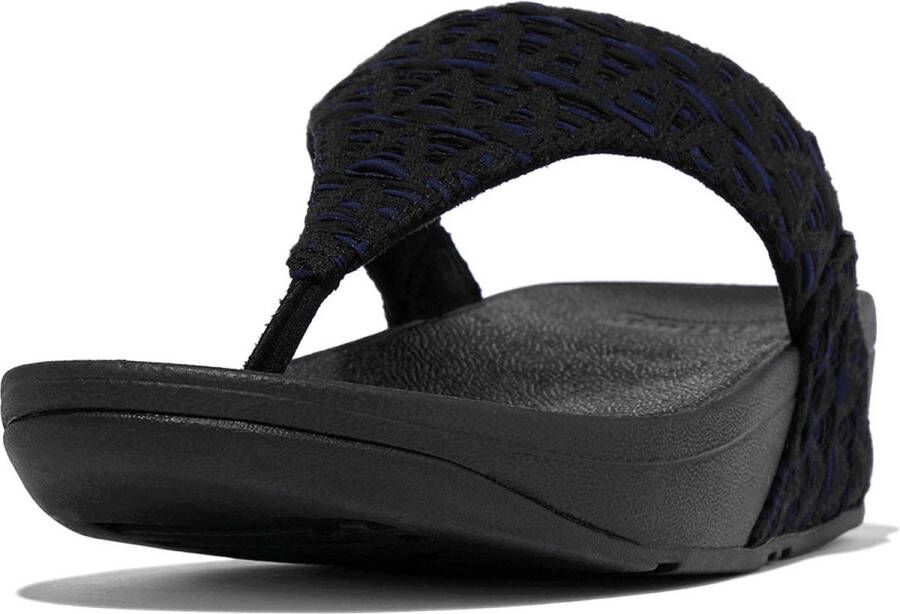 FitFlop Lulu Geo-Webbing Toe-Post Sandals ZWART