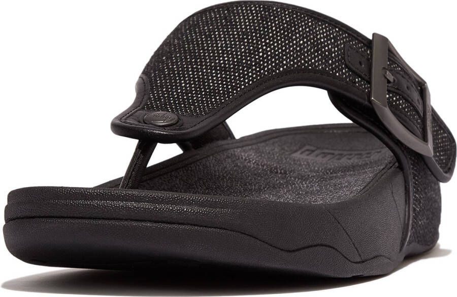 FitFlop Trakk II Mens Buckle Two-Tone Canvas Toe-Thongs ZWART