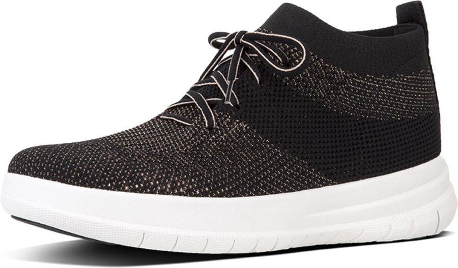 FitFlop Uberknit Slip-On High Top Sneaker laag gekleed Dames Zwart;Zwarte J30-501 -Black Bronze Metall