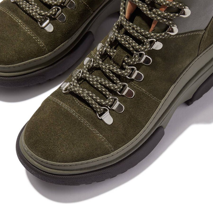 FitFlop Wylder Lace Up Boot Suede GROEN