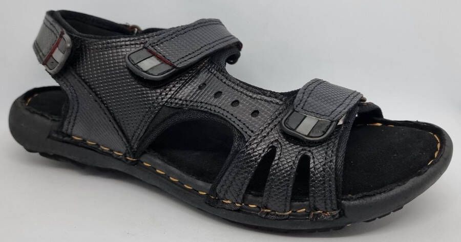 Hitman Schoenen FLICK Heren Sandalen Wandelsandalen Echt Leer – Zwart –