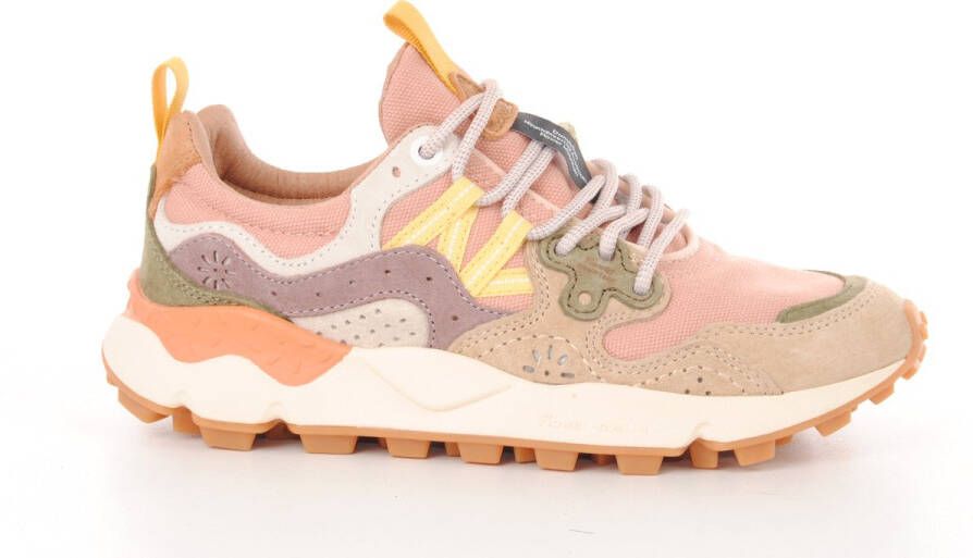 Flower mountain sneaker in beige en roze