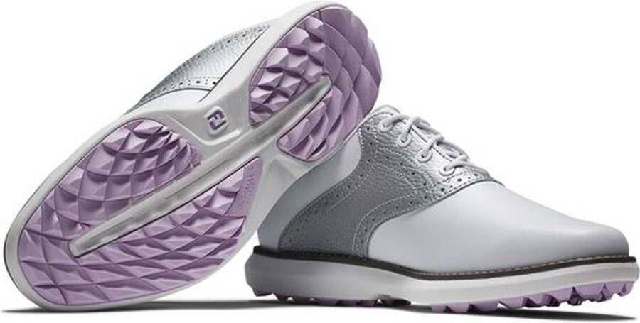 Footjoy Golfschoenen Dames Traditions Wit Zilver Spikeless