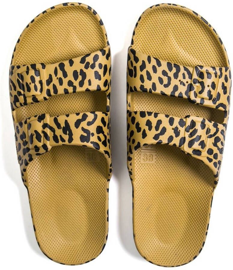 Freedom Moses Slippers Leo Pistaccio Okergeel met Leopard print 26