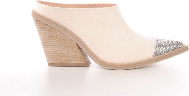 Fru.it Wildcat western slippers op hak in beige suède