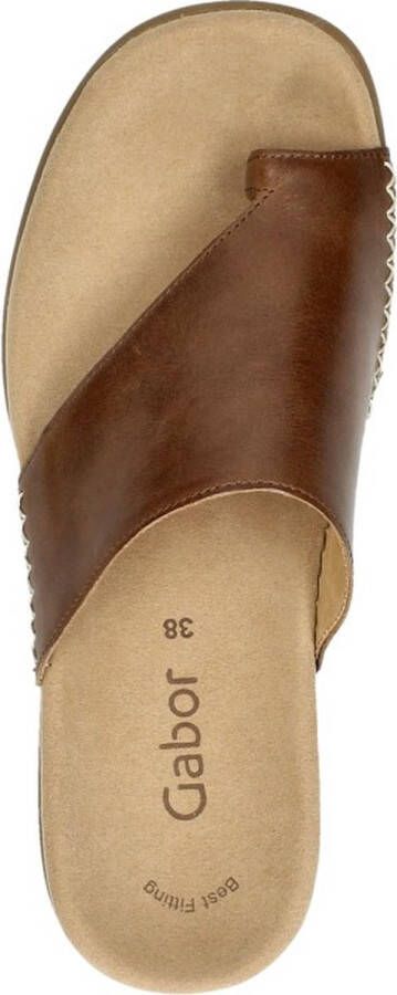 Gabor Cognac Leren Sandalen Platte Ronde Neus Brown Dames - Foto 2