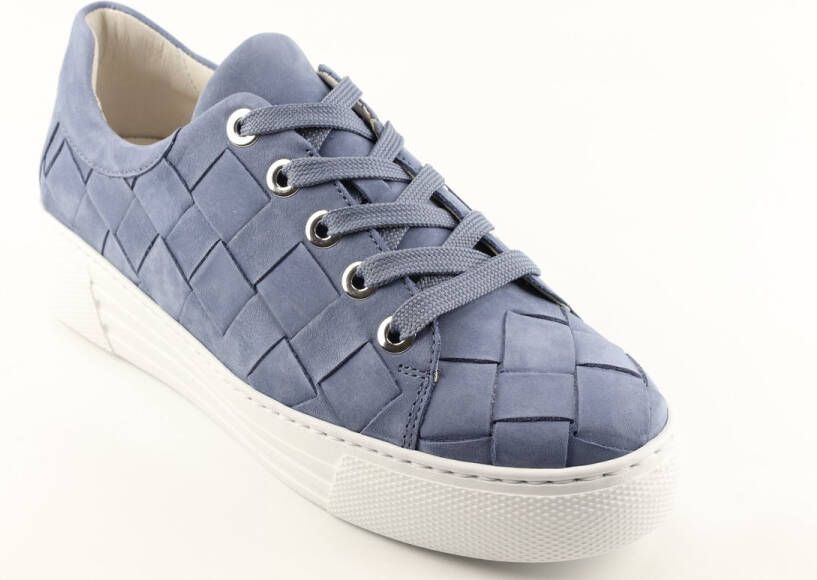 Gabor Blauwe Leren Sneaker Trendy Gewatteerde Stijl Blue Dames