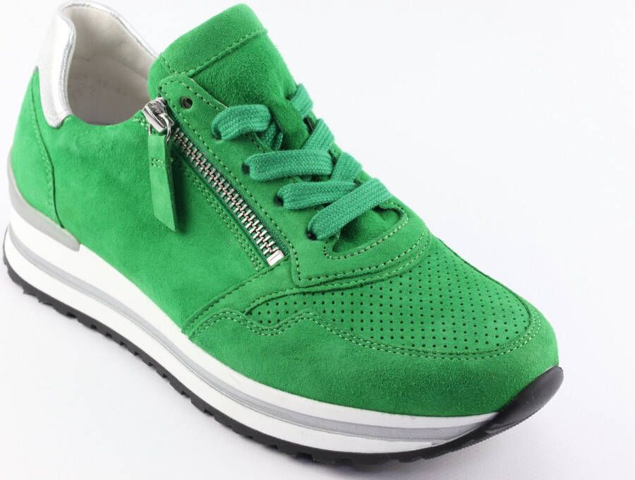 Gabor Geperforeerde leren sneakers Green Dames