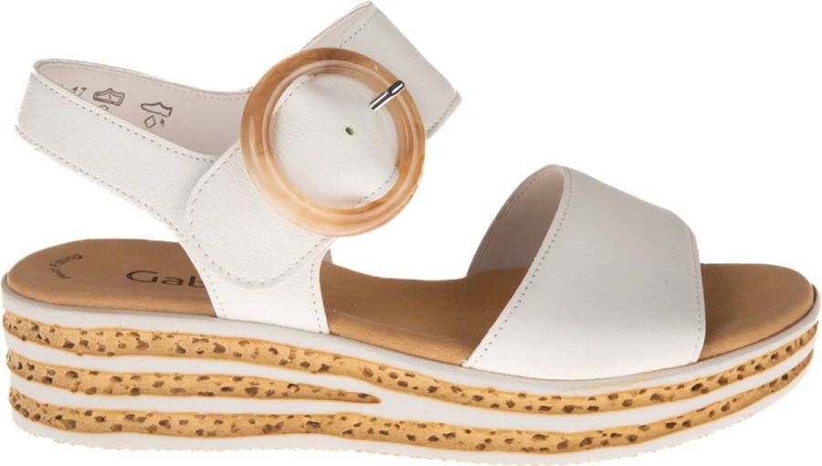 Gabor Beige Leren Sandalen Comfortabele Ronde Vorm Beige Dames