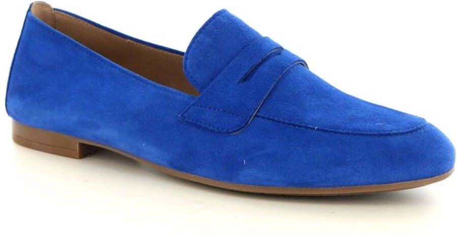 Gabor Blauwe Suède Loafers Slip-On Ronde Neus Blue Dames