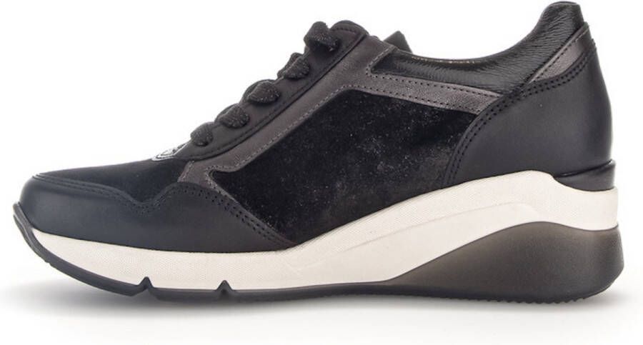 Gabor Zwarte Leren Sneaker Comfort Mode Black Dames