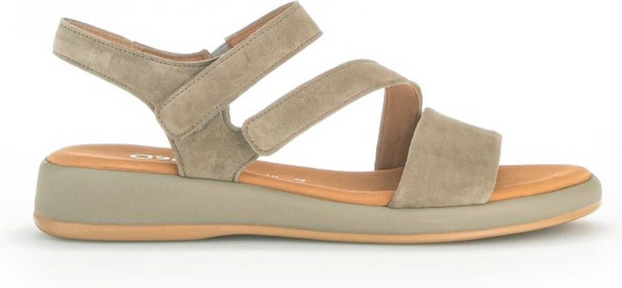 Gabor Beige Suède Sandalen met Velcro Sluiting Beige Dames