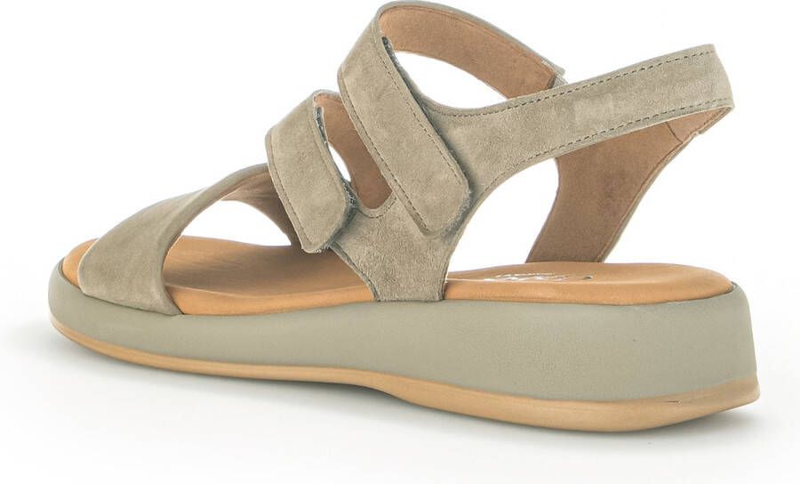 Gabor Beige Suède Sandalen met Velcro Sluiting Beige Dames