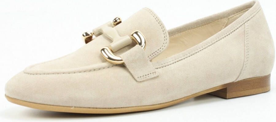 Gabor Beige Suède Mocassins met Kettingdetail Beige Dames