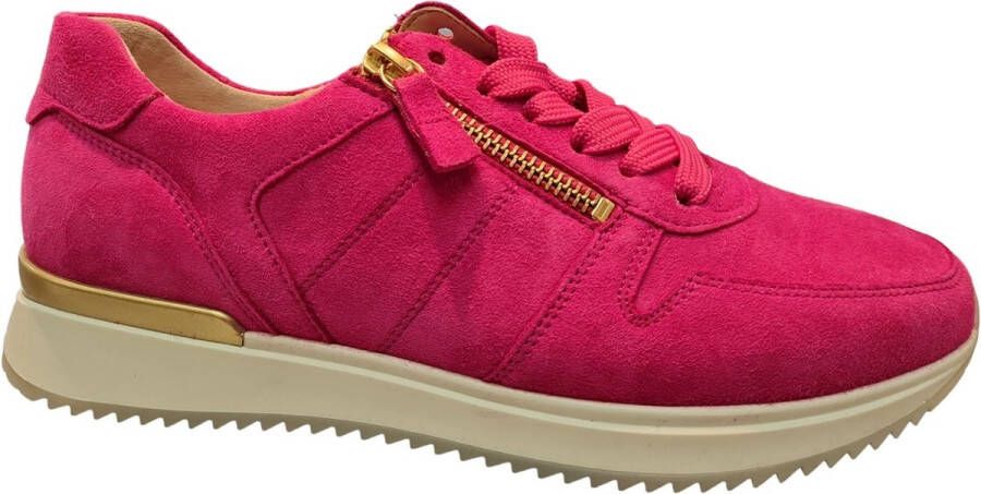 Gabor Velours Leren Roze Sneakers Pink Dames