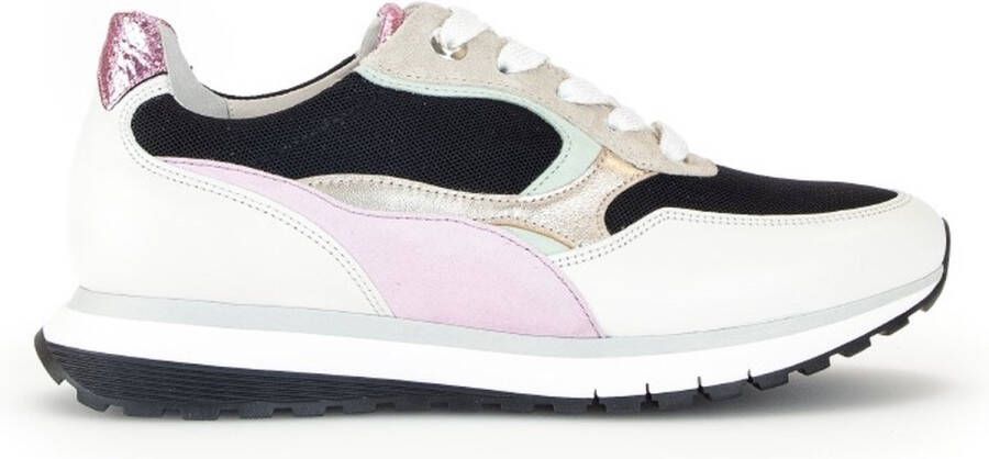 Gabor 46.375 Zwart Offwhite Roze Sneaker