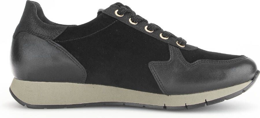 Gabor Zwarte Leren Basket Sneakers Black Dames