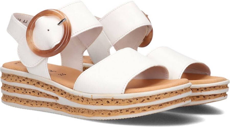 Gabor Beige Leren Sandalen Comfortabele Ronde Vorm Beige Dames