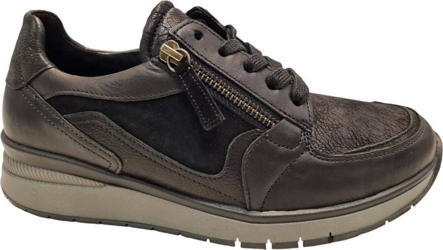 Gabor Comfortabele zwarte leren sneakers Black Dames