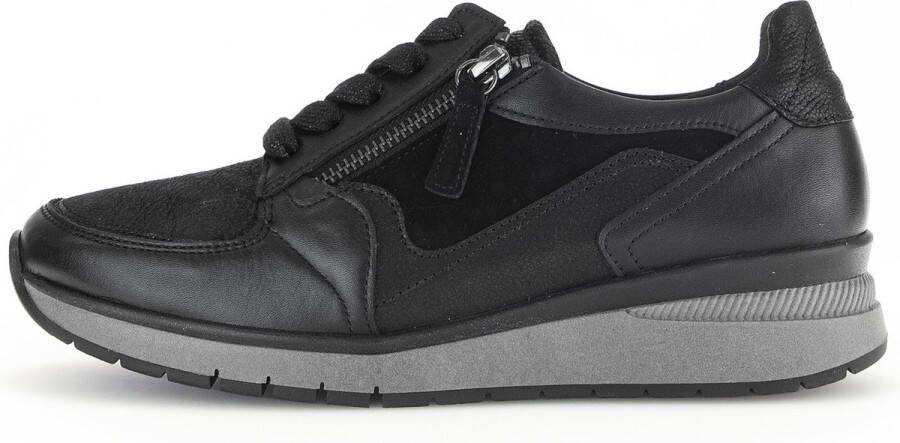 Gabor Comfortabele zwarte leren sneakers Black Dames