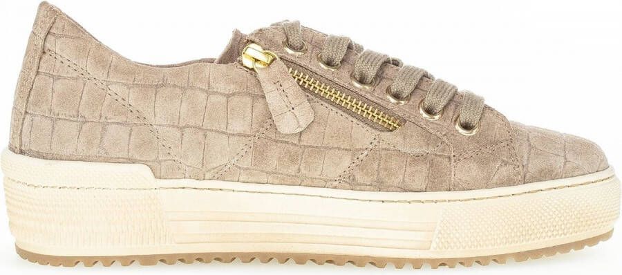 Gabor Beige Leren Printed Sneaker Beige Dames